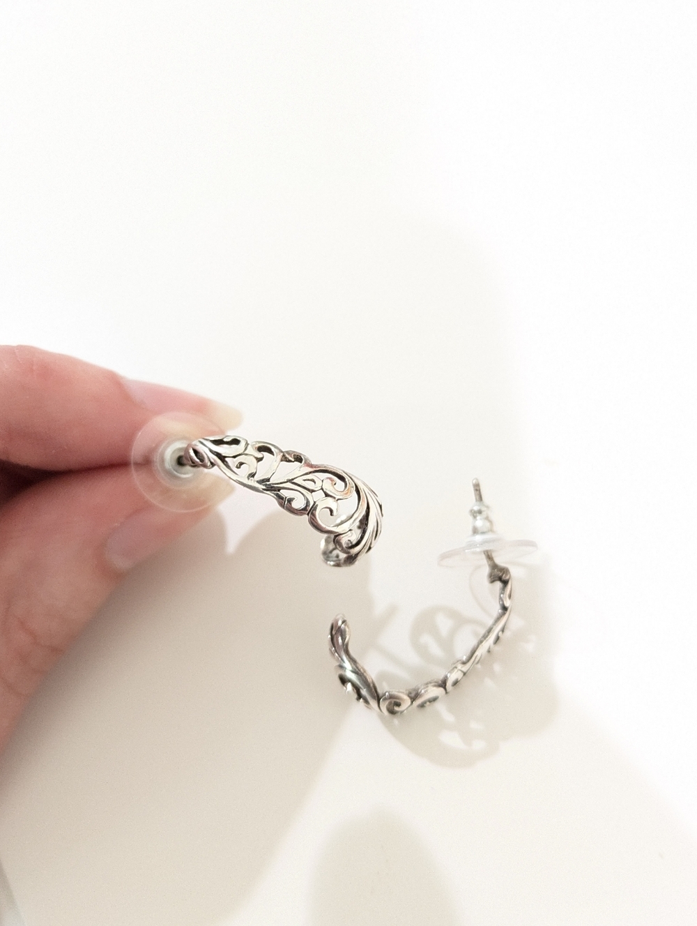 Vintage Silver Filigree Hoops